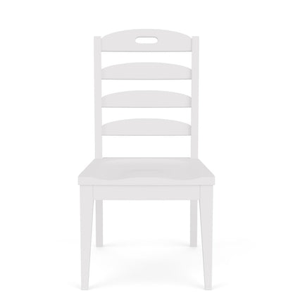 White Wooden Dining Chairs Set of 2 – Ladder Back Kitchen Seating