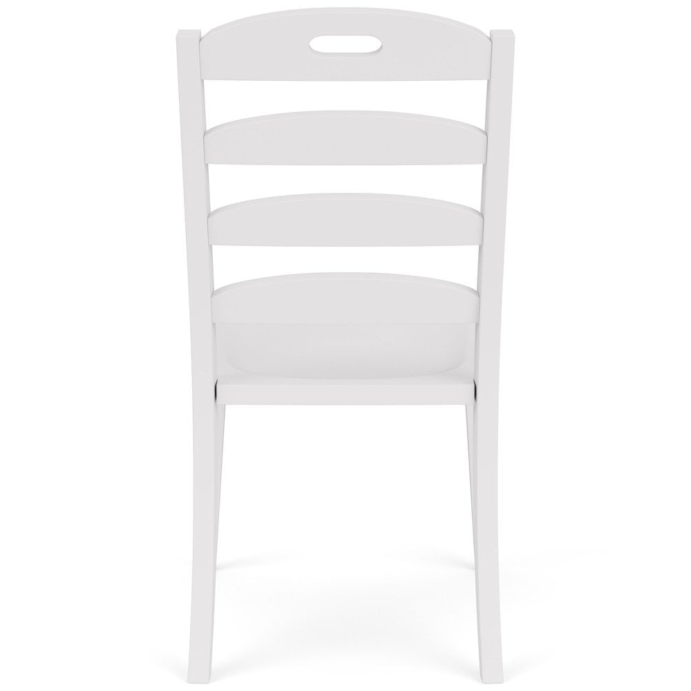 White Wooden Dining Chairs Set of 2 – Ladder Back Kitchen Seating