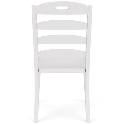 White Wooden Dining Chairs Set of 2 – Ladder Back Kitchen Seating