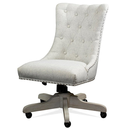 Brown Upholstered Swivel Chair – Armless Desk Chair for Office Work