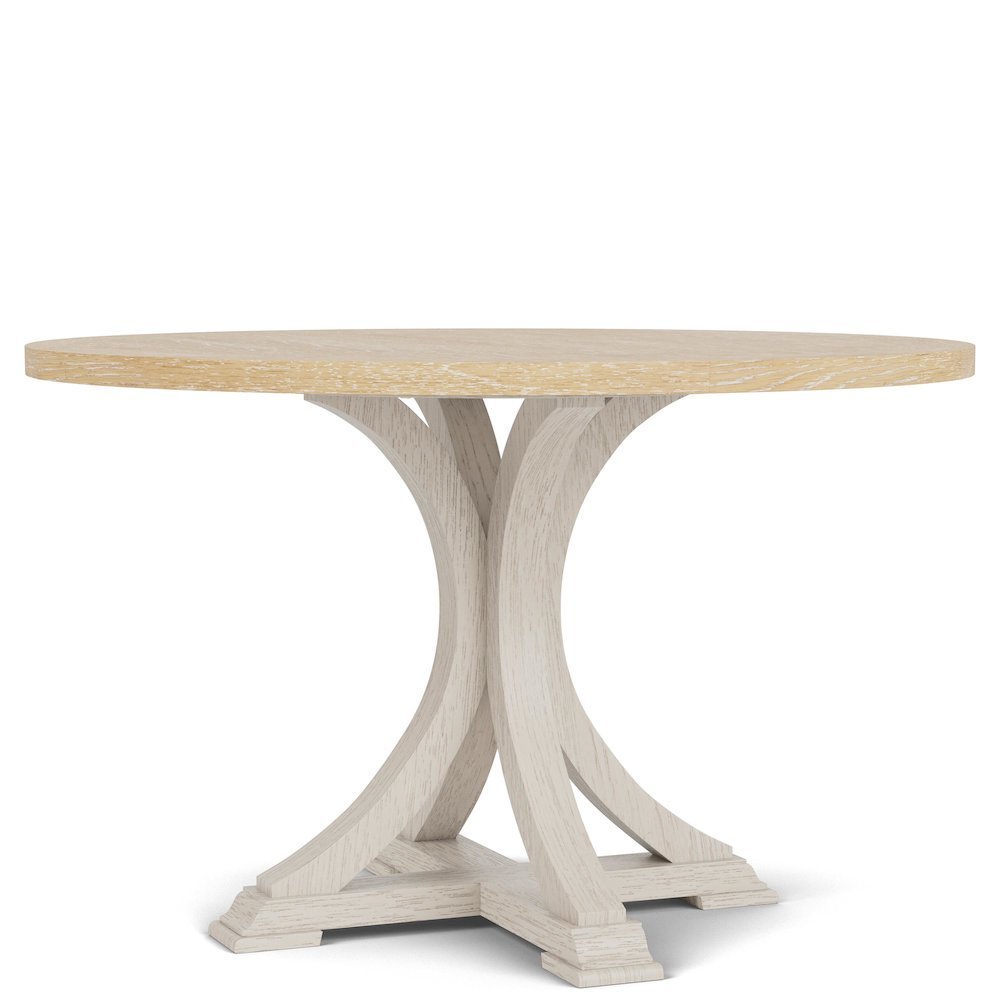 Beige Round Wood Dining Table, 48 Inch Round Table for 4 in Farmhouse Style