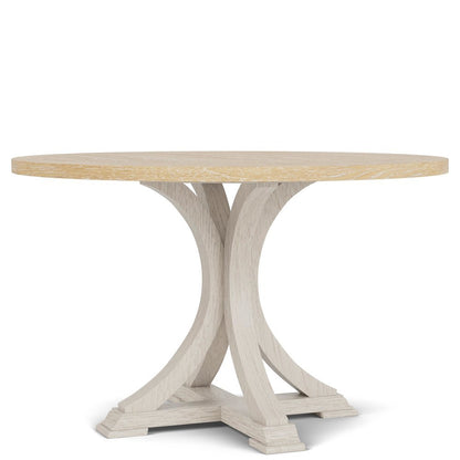 Beige Round Wood Dining Table, 48 Inch Round Table for 4 in Farmhouse Style