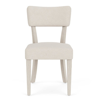 Beige Upholstered Dining Chair, Wood Dining Chair with Curved Back, Set of 2