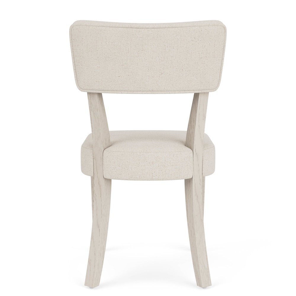 Beige Upholstered Dining Chair, Wood Dining Chair with Curved Back, Set of 2