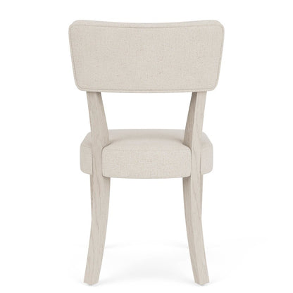 Beige Upholstered Dining Chair, Wood Dining Chair with Curved Back, Set of 2