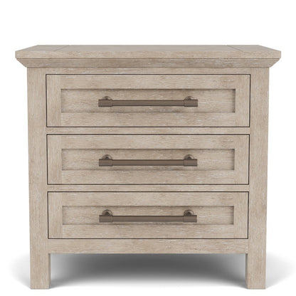 Solid Wood Gray Nightstand – 26 Inch High End Table with 3 Drawers