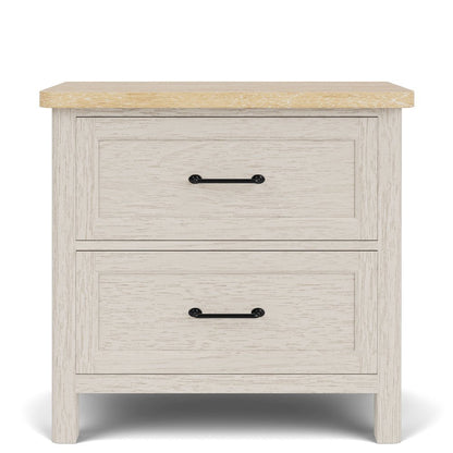 Wood Nightstand with 2 Drawers – Beige End Table Bedroom Accent Storage