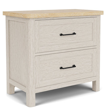 Wood Nightstand with 2 Drawers – Beige End Table Bedroom Accent Storage