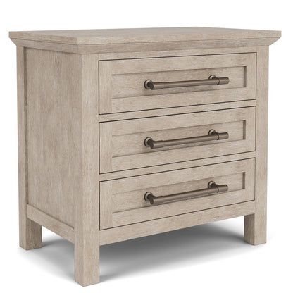 Solid Wood Gray Nightstand – 26 Inch High End Table with 3 Drawers