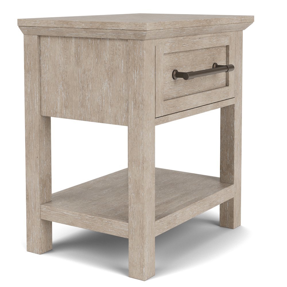 Solid Wood Gray Nightstand – 26 Inch High End Table with Drawer