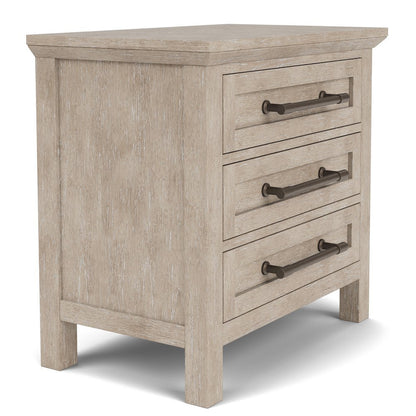Solid Wood Gray Nightstand – 26 Inch High End Table with 3 Drawers