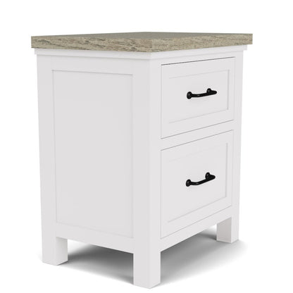 Wood Nightstand with 2 Drawers – Beige End Table Bedroom Accent Storage