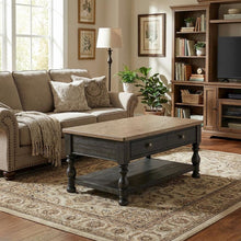 Brown Rectangle Table, Poplar Ash Veneer, 2-Drawer Storage, Lower Shelf, Casters