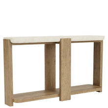 Beige Sofa Table, Oak Veneers, Textured Top, Radiused Edges, Console Accent