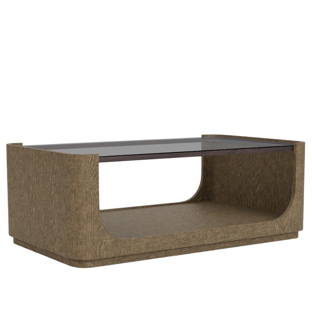 Brown Cocktail Table, Hardwoods & Oak Veneers, Rolling Casters