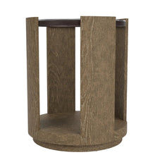 Brown Chairside Table, Hardwoods & Oak Veneers, Curved Opening Storage