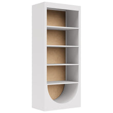 White Bookcase, Pine Veneers, Rattan Back, 4 Adjustable Shelves, Tip Restraint