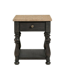 Brown End Table, Poplar Ash Veneer, Storage Drawer, Fixed Shelf, Decorative Top