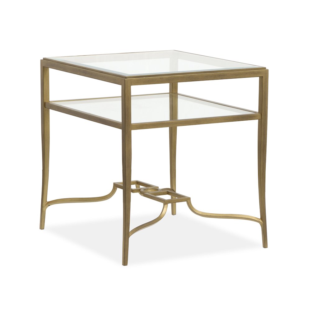 Lorena Burnished Brass Rectangular End Table