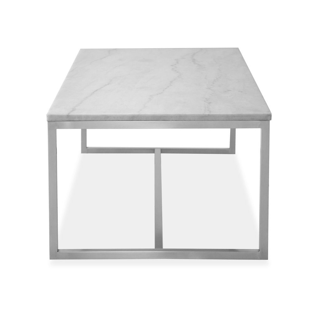 Esme White Marble And Brushed Nickel Rectangular Cocktail Table