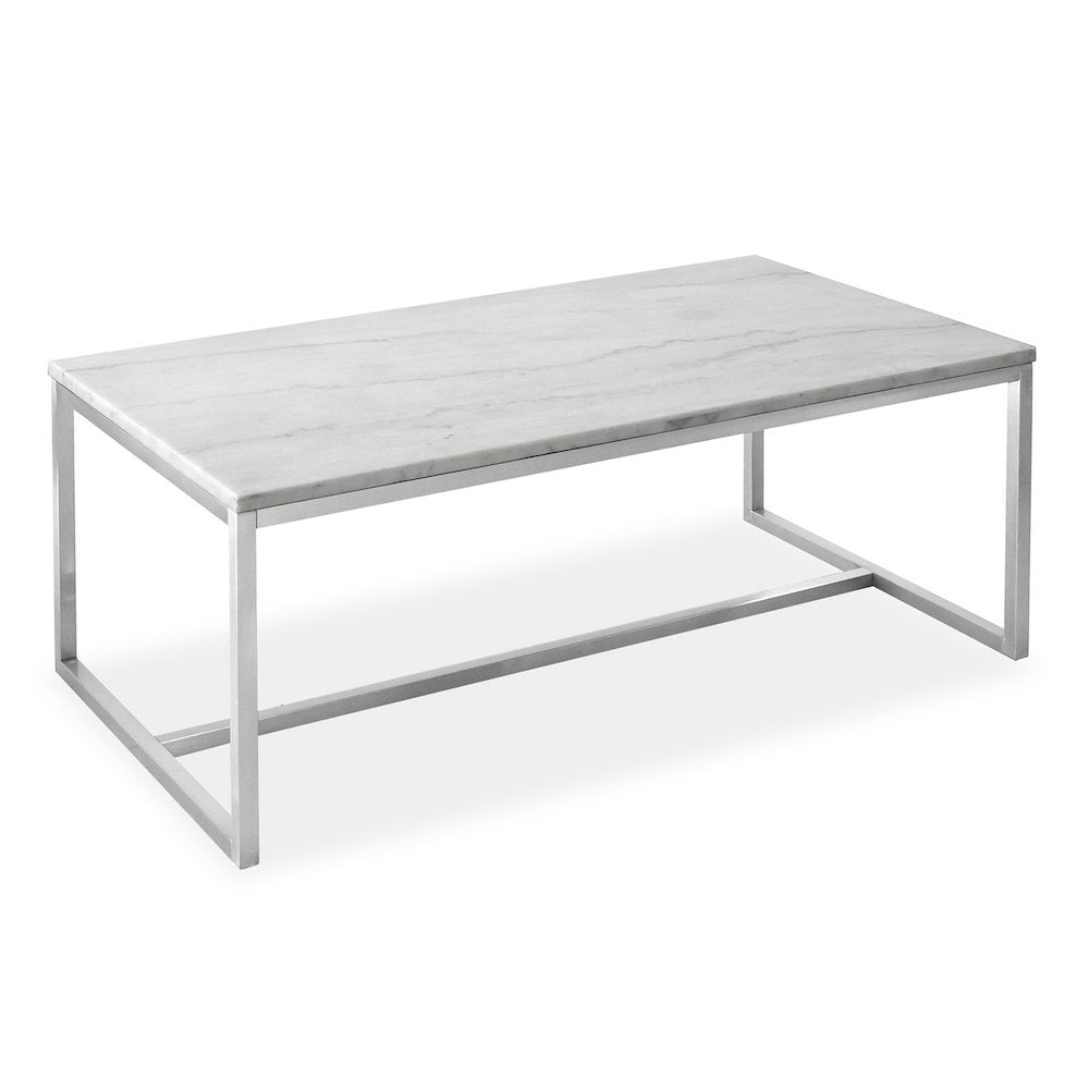 Esme White Marble And Brushed Nickel Rectangular Cocktail Table