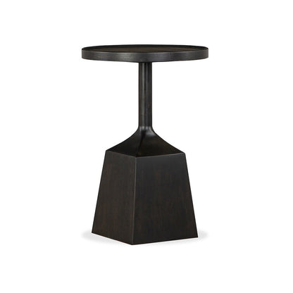 Lindon Coffee Bean Round Pedestal Accent End Table