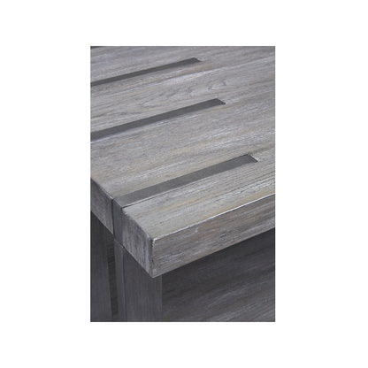 Weathered Gravel And Satin Bronze Rectangular Cocktail Table With Casters