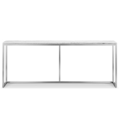 Esme White Marble And Brushed Nickel Rectangular Sofa Table