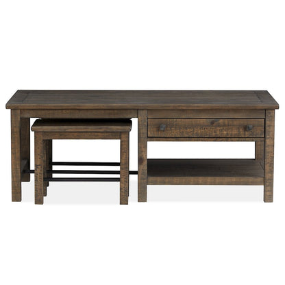 Smithton Homestead Brown Rectangular Cocktail Table With 2 Stools