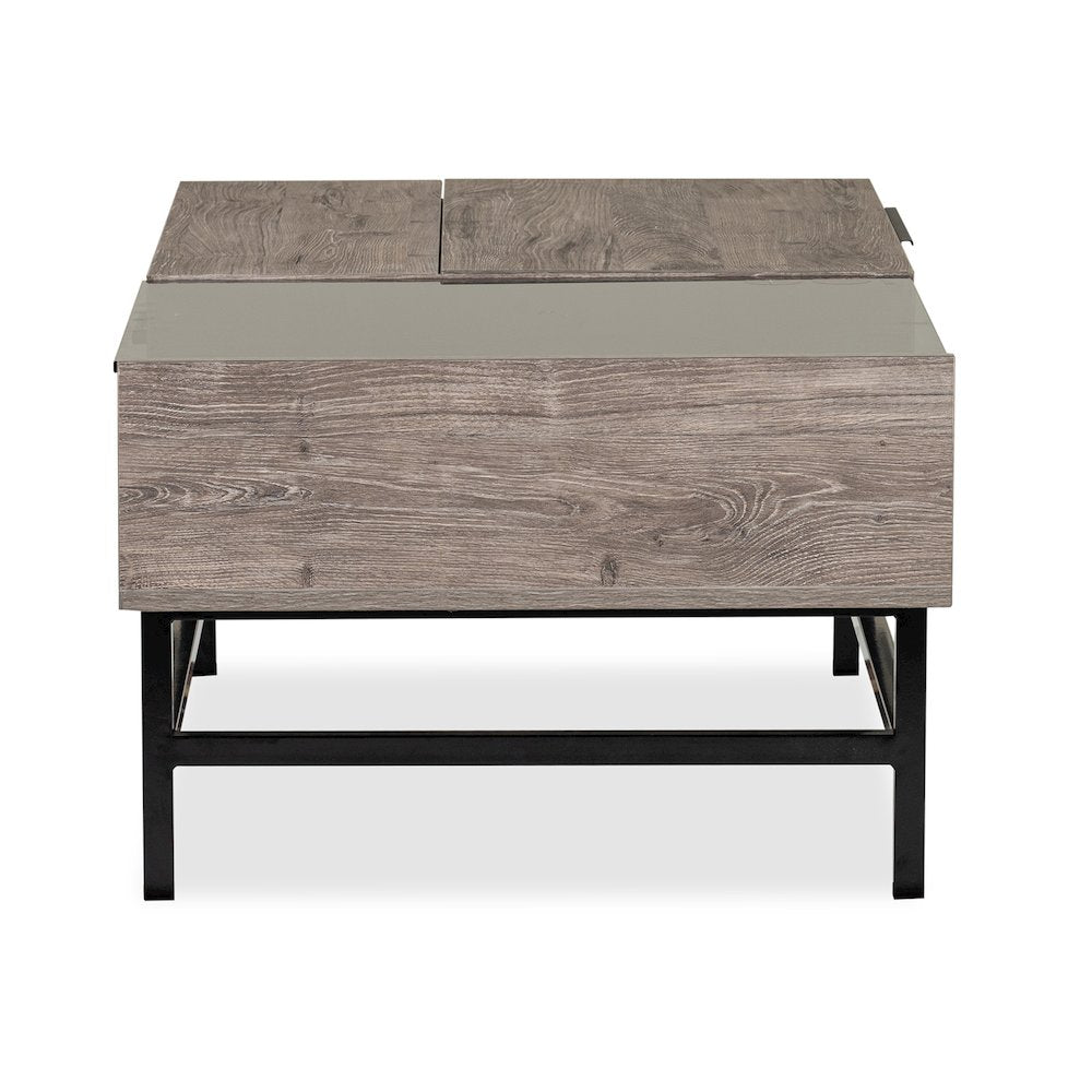 Fenwick Whitetail Brown And Smoke Glass Rectangular Lift Top Cocktail Table