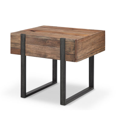Prescott Rustic Honey And Distressed Iron Rectangular End Table
