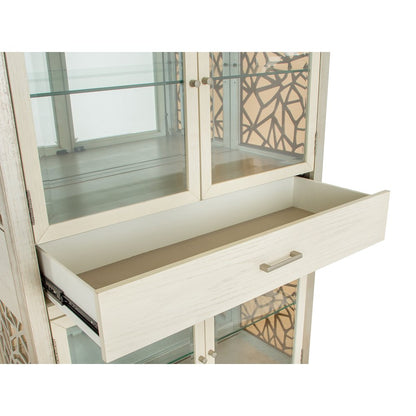 Lenox Warm Silver And Acadia White Display Cabinet
