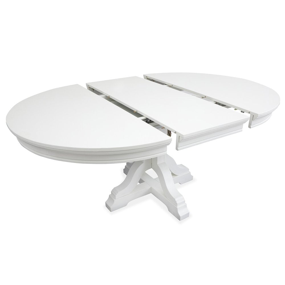 Charleston White Dove White Extendable 48" Round Dining Table