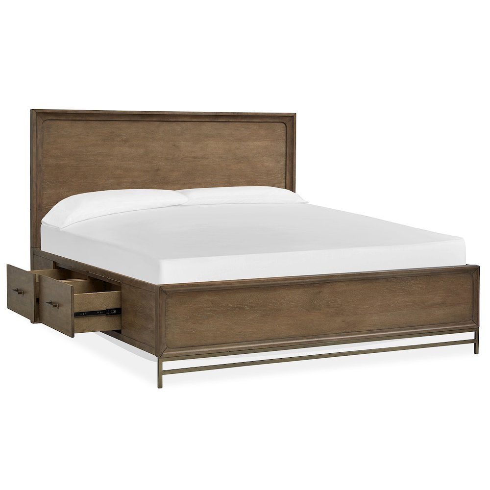Lindon Belgian Wheat And Coffee Bean King Panel Storage Bed