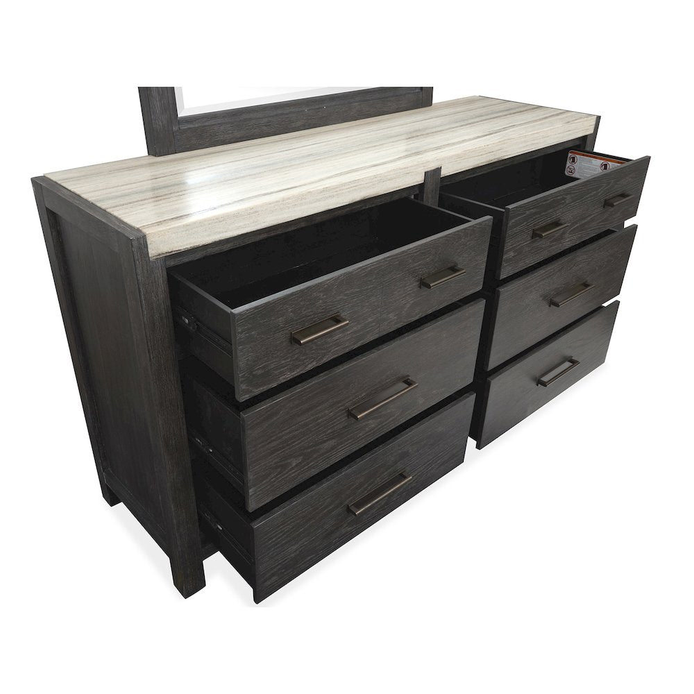 Plum Creek Ravenwood Black Drawer Dresser With Landscape Mirror