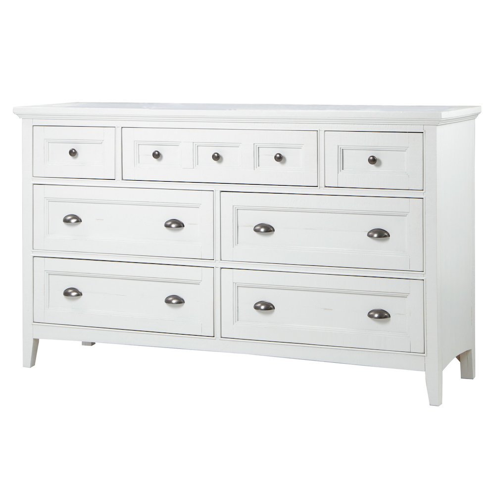 Heron Cove Chalk White And Dovetail Grey Drawer Dresser With Landscape Mirror
