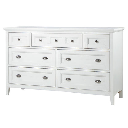 Heron Cove Chalk White And Dovetail Grey Drawer Dresser With Landscape Mirror