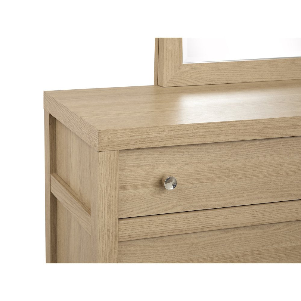 Merrifield Sandstone Beige Dresser With Portrait Mirror