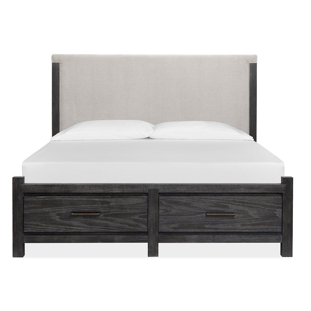 Plum Creek Ravenwood Black King Upholstered Panel Storage Bed