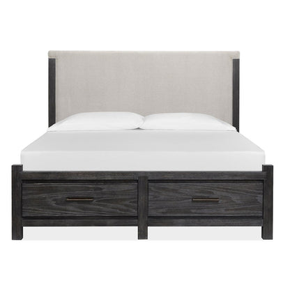 Plum Creek Ravenwood Black King Upholstered Panel Storage Bed