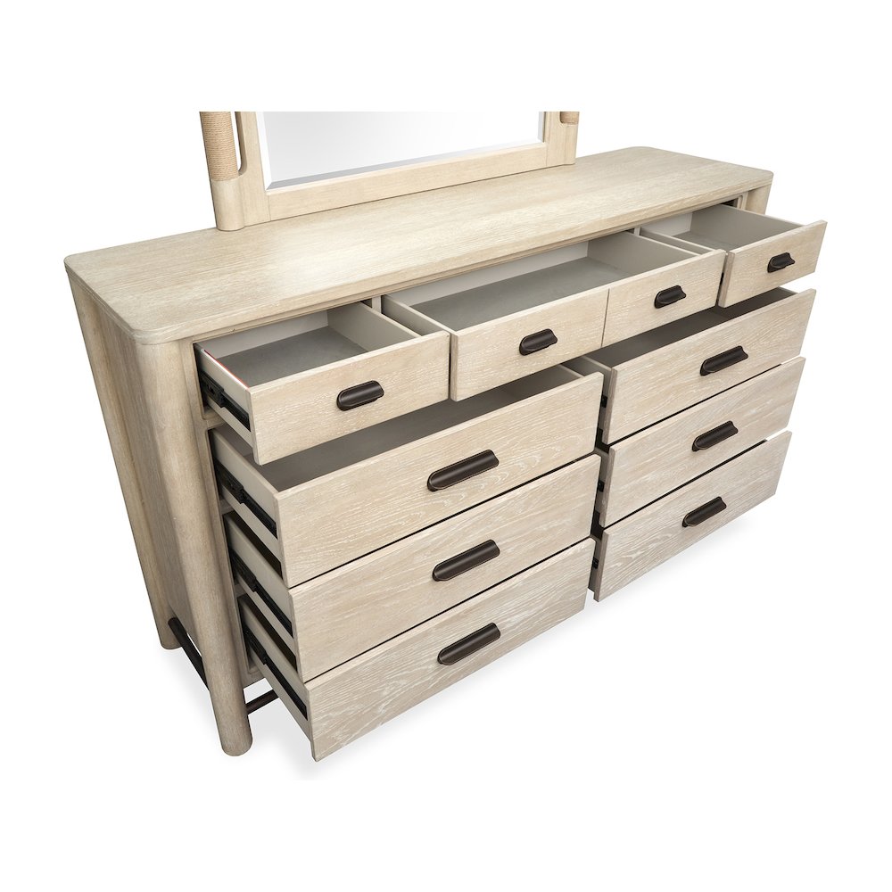 Sunset Cove Sanibel Brown Drawer Dresser With Landscape Mirror