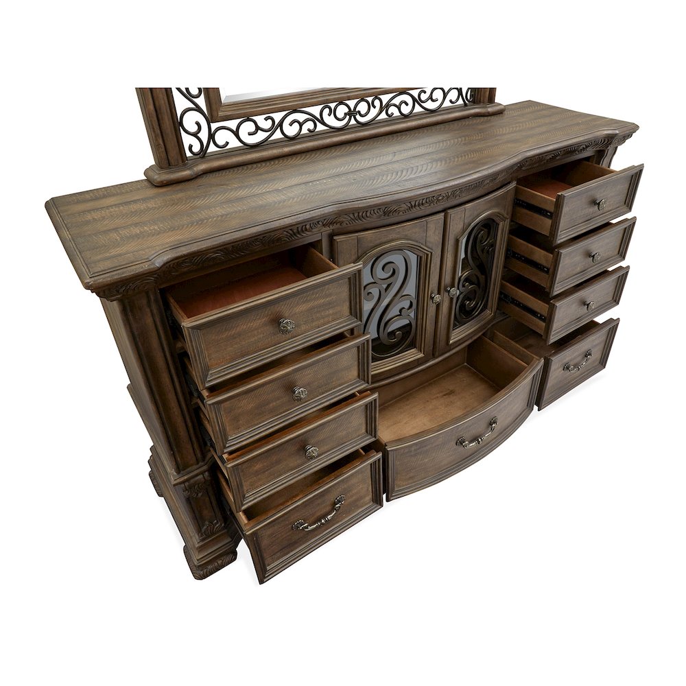 Durango Willadeene Brown Drawer Dresser With Shaped Mirror