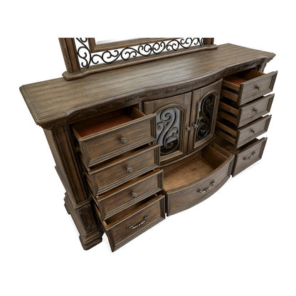 Durango Willadeene Brown Drawer Dresser With Shaped Mirror
