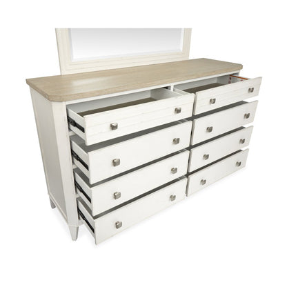 Echo Isles Sea Pearl And Driftwood Double Drawer Dresser With Landscape Mirror