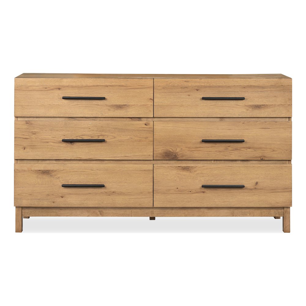 Davenport Rustic Caramel Double Drawer Dresser With Portrait Mirror