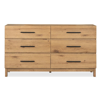 Davenport Rustic Caramel Double Drawer Dresser With Portrait Mirror