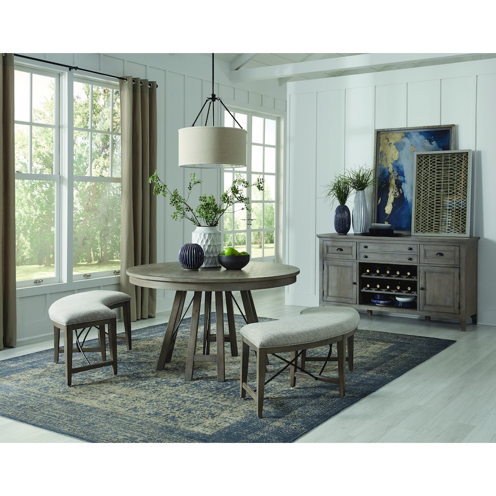 Paxton Place Dovetail Grey Upholstered Curved Bench