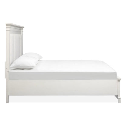 Kingston Whisper White And Cerused Nutmeg King Upholstered Panel Storage Bed
