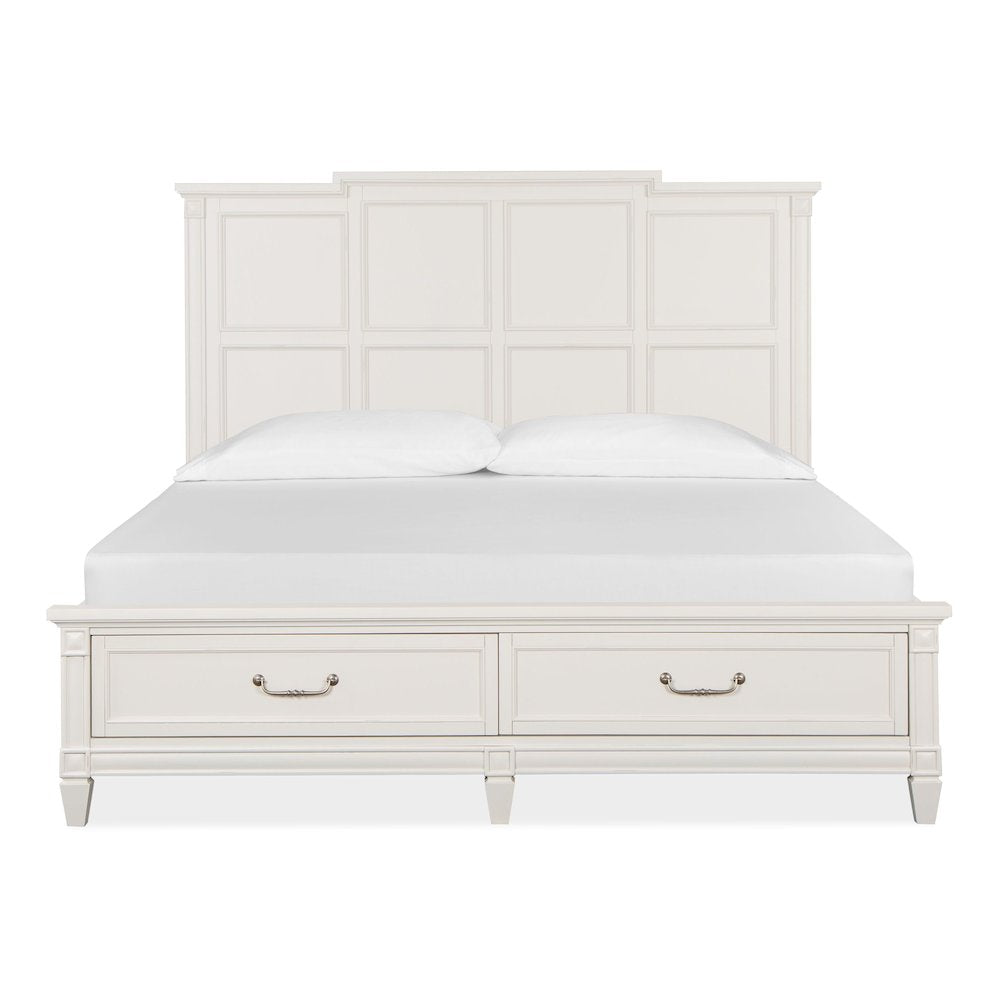 Egg Shell White With Slight Rub Through California King Panel Storage Bed