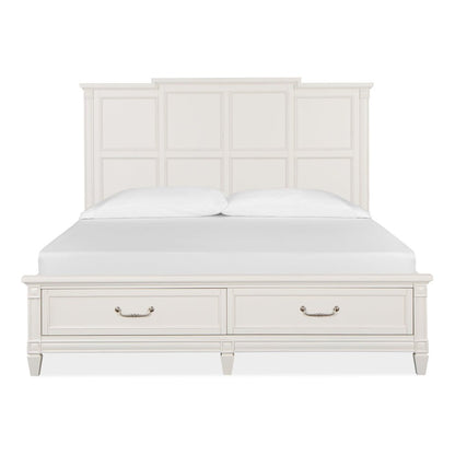 Egg Shell White With Slight Rub Through California King Panel Storage Bed